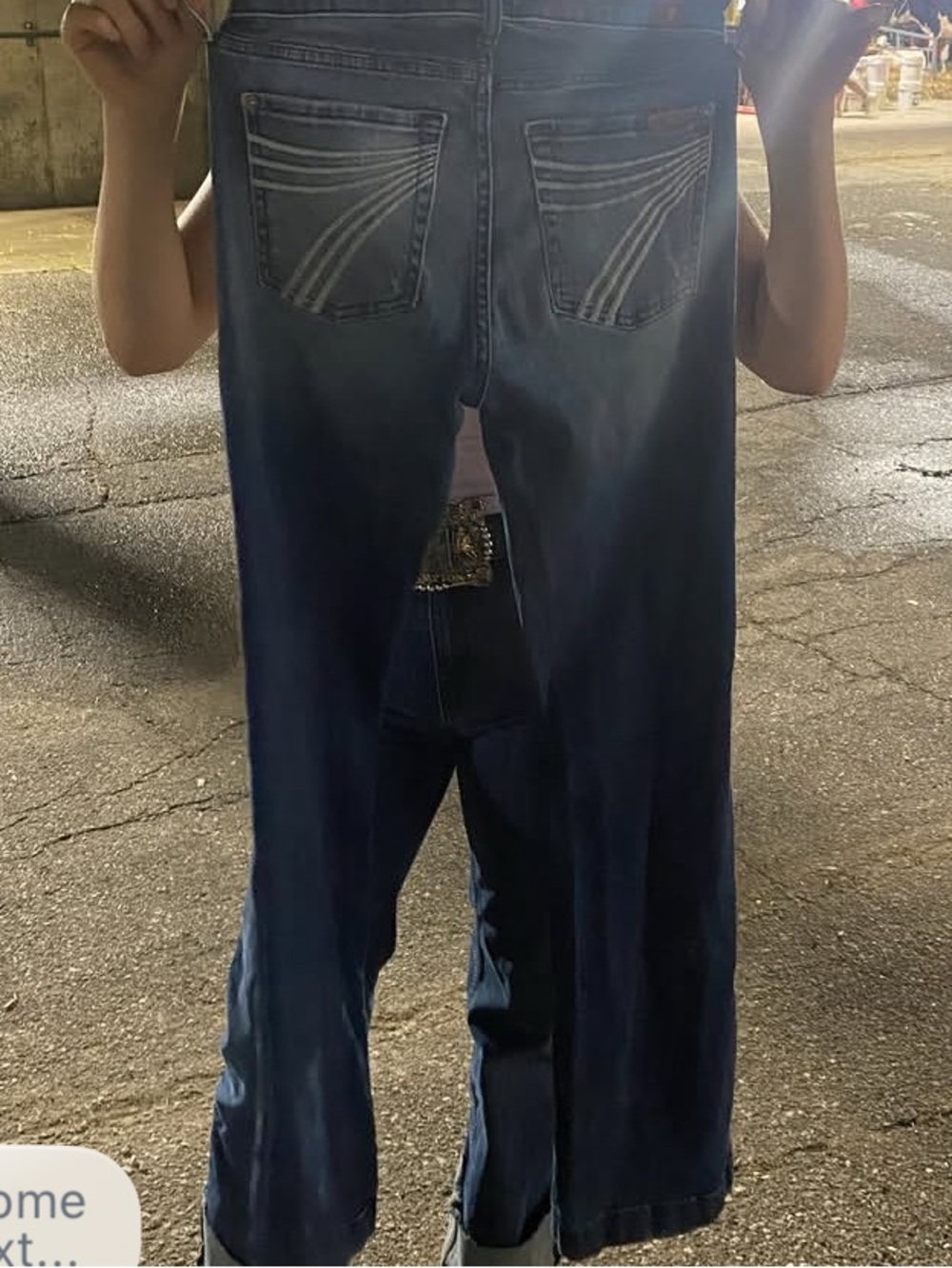 7 For All Mankind Dark Blue Wide-Leg Jeans
